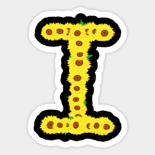 Sunflowers Initial Letter I (Black Background) Sticker